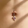 Anillo de Acero Inoxidable y Resina para Ombligo con Cruz, Estilo Dulce Europeo y Americano, Piercing para Ombligo Incrustado con Diamantes, Joyería de Piercing de Alta Gama