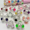 Cuentas de Sirena Coloridas con Flor de Tres Pétalos Incrustada de Diamantes Base de Flor de Aleación Base de Flor de Mariposa Accesorios para Ensartar Cuentas Espaciadoras para Pulseras y Collares DIY