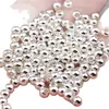 Cuentas de Plata Pura 990 de Ley, Cuentas Redondas, Cuentas Sueltas, Agujero Grande, Agujero Pequeño, Cuentas para Pulseras, Accesorios DIY para Collares, Joyería de Plata Lisa