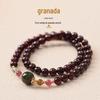 Pulseira de Granada Natural de Dois Círculos para Mulheres, Pulseira de Jade Hetian, Pulseira Trançada Feita à Mão, Presente para Melhor Amiga