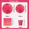 Rojo Rosa Estampado en Caliente Puntos Vajilla Desechable Set Plato de Papel Desechable Vaso de Papel Mantel Decoración de Fiesta Accesorios