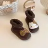 Botas de Felpa de Algodón Retro para Niños Otoño/Invierno Nuevo Estilo Niñas Estampado de Leopardo Lazo Muñeco de Gato Botines Cortos Peludos