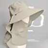 Sombrero de Senderismo para Hombre para Exteriores, Sombrero de Sol de Verano para Acampar con Ala Ancha, Chal, Máscara Facial, Sombrero de Pescador a Prueba de Viento e Impermeable