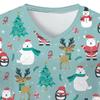Serie Navideña Papá Noel y Renos Impresión 3D Camiseta Versátil de Uso Diario para Mujer con Cuello en V de Manga Corta Uniforme de Lactancia