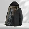 Jaqueta Masculina de Inverno Transfronteiriça Nova, Média, com Touca Removível, Quente, à Prova de Frio, Solta, Confortável, Acolchoada de Algodão