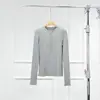 Warren Sea Dragon LST002 Camiseta Básica Simples e Versátil Slim Fit Feminina Gola Henley Manga Longa Canelada