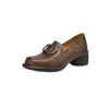 Tacones Altos Estilo Retro de Corte Profundo Hasta el Tobillo, Zapatos de Moda Casual Elegante para Mujer Estilo Británico de Punta Cuadrada y Tacón Grueso