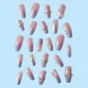 Manicure Diamante Gradiente Rosa e Roxo, Manicure Longa, Unhas Usáveis Estilo Sonhador e Deslumbrante, Unhas Bailarina, 24 Peças de Adesivos de Unha Prontos