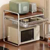 Estante para microondas de cocina estilo mediados de siglo, estante para horno de encimera, estante de almacenamiento multifuncional extraíble para olla arrocera