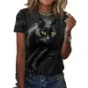 Camiseta Estampada 3D de Gato Animal de Dibujos Animados de Verano para Mujer Nueva Ropa Urbana Moda Casual Camiseta de Manga Corta Camiseta de Cuello Redondo