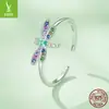 Anel Pulseira de Prata Postura Rima Novo Prata S925 Libélula Anel de Dedo Indicador Abertura Estilo Pastoral Floresta de Primavera BSR384