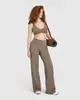 Pantalones de Yoga Acampanados Transfronterizos, Cintura Plegable Pierna Recta Suaves de Secado Rápido Cadera de Durazno Caramelo Pantalones de Yoga Fitness para Mujer Exteriores