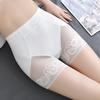 Calcinha boxer base sem costura de cintura alta com renda sexy e forro antibacteriano de grafeno, modeladora de barriga e levanta bumbum, anti-exposição.