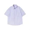 Camisa de Manga Curta com Listras Verticais Frescas Estilo Retro Japonês Ru Meng Unissex Solta Neutra Versátil Roupa de Trabalho Verão
