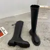 Botas altas de cuero de nicho, botas largas casuales para mujer, botas individuales de moda para otoño e invierno, botas de suela gruesa, botas de montar de tacón grueso
