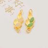 Color oro arena cuentas espaciadoras de trébol de cuatro hojas cuentas espaciadoras de imitación de jade pegajosas hebilla de conexión de doble anillo de calabaza de bambú pulsera DIY accesorios para pulsera