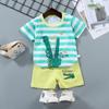 Traje de manga corta para niños, camiseta de algodón para niños, ropa de verano para bebés, pantalones cortos para niñas, ropa de bebé, venta al por mayor de verano