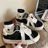 Tênis Retrô Vermelhos para Mulheres 2025 Primavera e Outono Novos Nicho Sola Grossa Sapatos Casuais Versáteis Sapatos de Lona Esportivos