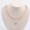 Joia Europeia e Americana Transfronteiriça Camada Dupla Dourada Simples Zircônia Colar Feminino Versátil Moda Gargantilha Corrente da Clavícula Acessório