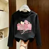 Camiseta Base de Manga Larga de Dibujos Animados para Niñas, Nueva Moda Primavera y Otoño 2026, Camiseta de Cuello Redondo para Niños Mayores, Camiseta Base de Algodón Puro