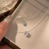 Hilo invisible estilo Lágrimas de Sirena, sedal transparente bañado en plata, collar de imitación de moissanita color fuego, cadena para clavícula moderna y adelgazante