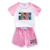 Meninos e meninas terno verão 2023 novo estilo infantil estilo ocidental verão cor combinando shorts de manga curta duas peças conjunto de uma peça entrega