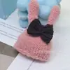 Chapéu de Lã Mini Fofo com Laço Chapéu Boneca de Pelúcia Chapéu Gorro de Dedo Tricotado Chapéu Decorativo DIY