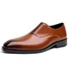 Sapatos Masculinos Respiráveis de Couro Sapatos Formais de Negócios Bico Fino Slip-on Sola Plana Sapatos de Casamento Tamanho Grande Masculino desejo Amazon