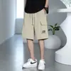 Shorts de Trabalho para Jovens Estampados Modernos Versátil Estilo Americano Calças Esportivas Masculinas de Verão Largos Finos Retos Casuais Shorts de Cinco Pontos