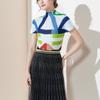 Roupas mais vendidas femininas manga curta atacado marca de moda camiseta plissado cruz flor de lótus leve respirável topo de alta qualidade Miyake