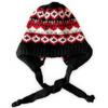 Chapéu de Tricô Estilo Étnico Novo Mao Ge Feminino de Inverno Vintage Listrado Cor Contrastante com Cadarço Proteção para Orelhas Chapéu Quente de Lã