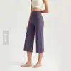 Calça Yoga Wide-Leg Chuandun 2026 Nova com Forro de Fleece, Calça Cropped, Cintura Alta, Adequada para Uso ao Ar Livre, Pilates, Fitness e Yoga