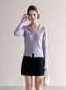 Suave Top de Punto con Cuello en V para Mujer, Capa Base para Principios de Otoño, Sensación de Alta Gama, Ropa Interior, Solapa Única, Exquisito Top 6051