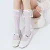 Novas Meias de Renda para Mulheres Primavera e Verão Meias Finas de Pelúcia Estilo Lolita Rosa Ballet Meias com Laço