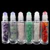 Botella vacía de 10 ml con cuentas de gemas naturales, bola de cristal, grava, aceite esencial, crema para ojos