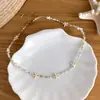 Collar de Cuentas Estrella de Mar Concha Bola de Cristal para Mujer, Cadena para Clavícula de Verano en Capas, Collar Dulce Estilo Vacaciones en la Costa