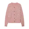 Comercio Exterior al por Mayor Nueva Moda Primavera 2026 Cardigan de Punto con Lentejuelas de Manga Larga Versátil Holgado Estilo Europeo y Americano para Mujer