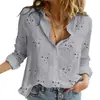 Camisas de Manga Larga Transfronterizas Primavera, Otoño e Invierno 2026, Camisas Simples de Moda Trendy para Mujer, Camisas de Solapa Estampadas en 3D de Color Sólido