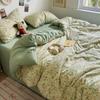 Ins Juego de cuatro piezas de algodón fresco pequeño Clase A Ropa de cama para dormir desnudo Cubrecama Ropa de cama Lavado Algodón Sábana Edredón Juego de tres piezas