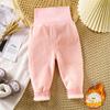 Pantalones cálidos para bebé niño/niña con forro polar, pantalones gruesos para niños, ropa interior, pantalones de cintura alta para la barriga, pantalones básicos para bebé, pantalones de invierno