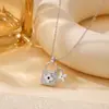 Collar de Candado de Trébol de Cuatro Hojas Acero de Titanio Color Conservante Pequeño Colgante de Candado Incrustado de Diamantes Cadena de Clavícula de Lujo de Nicho para Mujer En Stock