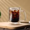 Caneca Fina Personalizada com Alça, Copo de Vidro de Borossilicato de Camada Dupla, Copo Transparente para Suco, Copo de Vidro para Café da Manhã, Leite e Café