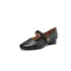 Zapatos de cuero de tacón bajo estilo francés para mujer, modelo nuevo 2025, zapatos Mary Jane de cuero genuino con punta redonda y correa simple poco profundos