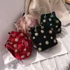 Bolsa de Verano 2025 Ins Súper Caliente para Mujer, Nuevo Estilo Coreano, Bolso de Hombro Cruzado de Moda, Bolso Cubo Pequeño con Cadena de Terciopelo