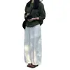 Em estoque Outono 2026 Estilo Japonês Cinza 3D Cintura Alta Calça de Perna Larga Caimento Solta Emagrecedora Cargo Casual Calça Scythe