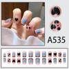 French Fresh Black Love Blue Spotted Nail Wear Peças de unha Reutilizáveis Unhas falsas Patch Produtos acabados