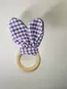 Anel de guardanapo de orelhas de coelho em tecido xadrez Decoração de mesa para festa de banquete de casamento de hotel anel de guardanapo