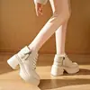 Botas Martin de peluche con suela gruesa para mujer, nuevo estilo otoño e invierno 2026, botines que aumentan la altura para personas menudas, botines versátiles de tacón grueso estilo británico