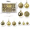 Decoración navideña de producto nuevo transfronteriza, bolas, bolas galvanizadas, set de bolas de Navidad de plástico 100 piezas, adornos para árbol de Navidad 3/4/6