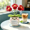 Muñecas de plantas tejidas a mano transfronterizas, decoraciones de plantas tejidas, flores artificiales de ganchillo para fiestas